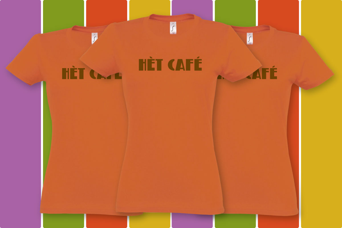 Hèt Café T-Shirt Oranje Zomer (dames)